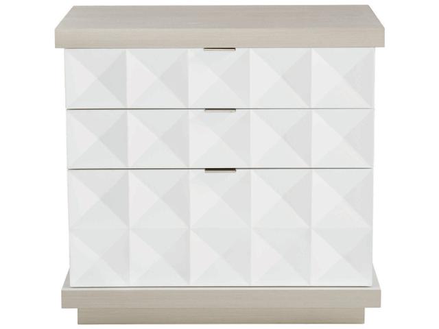 Axiom 3-Drawer Nightstand in Linear Grey Linear White and White Linen