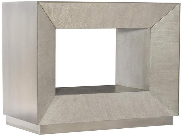 Interiors Trane Nightstand in Tarnished Nickel and Cerused Greige