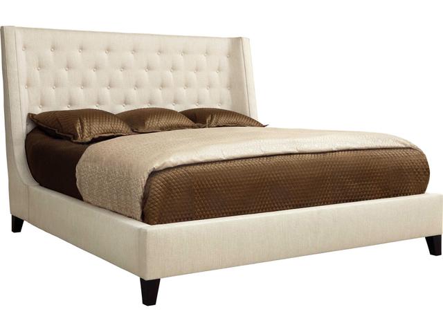 Interiors Maxime Queen Wing Bed in Beige Fabric