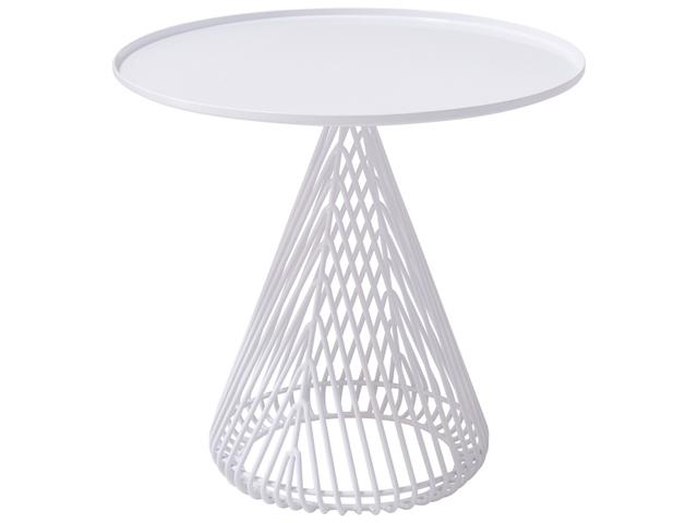 Round Side Table Cono White Galvanized Iron