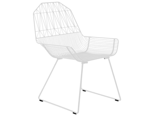 Farmhouse White Wire Lounge Chair in Galvanized Iron