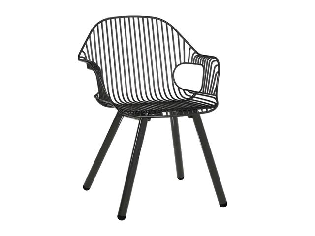 Rita Outdoor Dining Armchair in Black Powder-Coated Steel