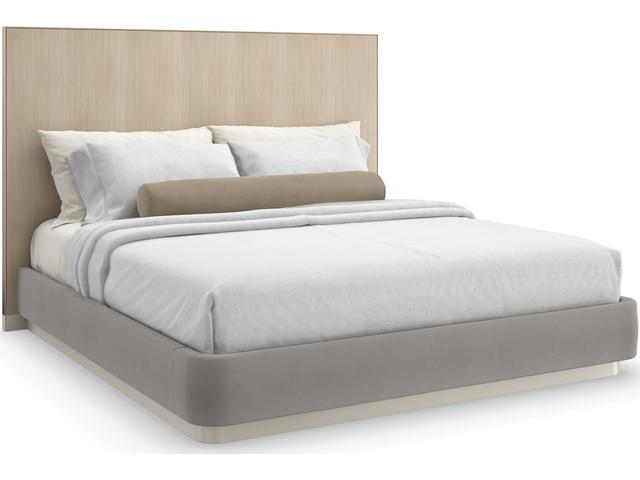 Dream Chaser King Bed in Dry Martini with Brushed Gold and Mohair