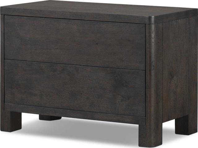 Bolton Noeline 2-Drawer Oak Wood Nightstand Smoked Black Veneer