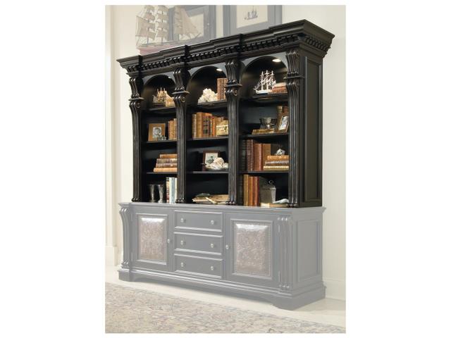 Telluride Bookcase Hutch Black Finish with Leather Panels