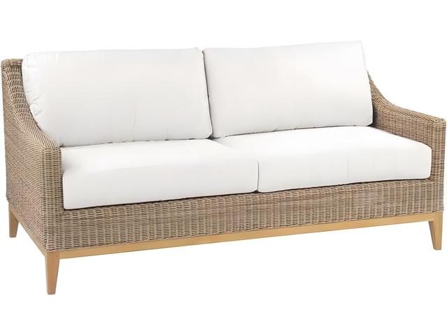 Frances 72-Inch Teak and Wicker Cushion Sofa