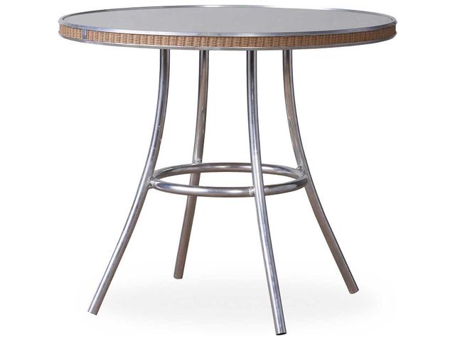 All Seasons 33-Inch Round Lloyd Loom Wicker Bistro Table with Glass Top