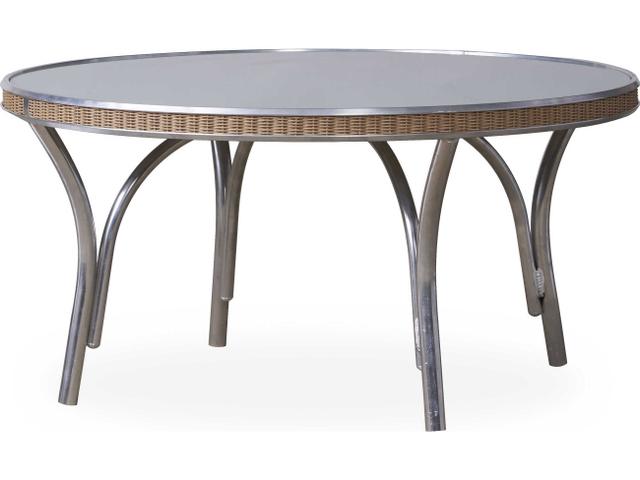 All Seasons Round Lloyd Loom Wicker Coffee Table with Taupe Glass Top