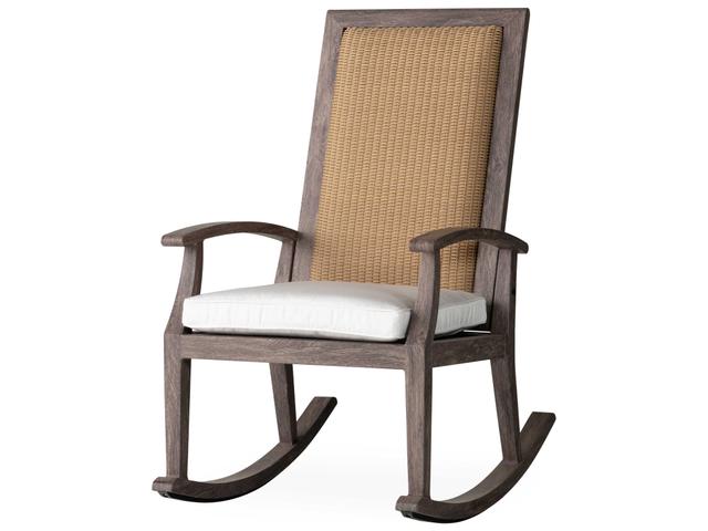 Frontier Aluminum High Back Porch Rocker with Lloyd Loom Wicker