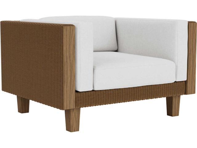 Catalina Lloyd Loom Wicker Lounge Chair with Teak Accents