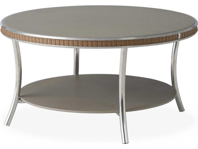 Essence Round Lloyd Loom Wicker Coffee Table with Taupe Glass Top