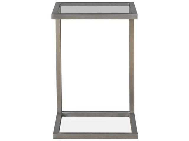 Elements Stainless Steel Rectangular Outdoor End Table with Glass