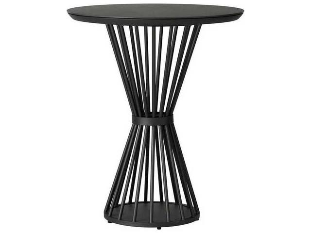 Escape 36 Inch Round Bar Table with Marble Look Top in Matte Charcoal