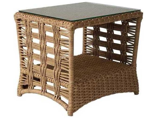 Magnolia Rectangular Woven Vinyl End Table in Sandcastle