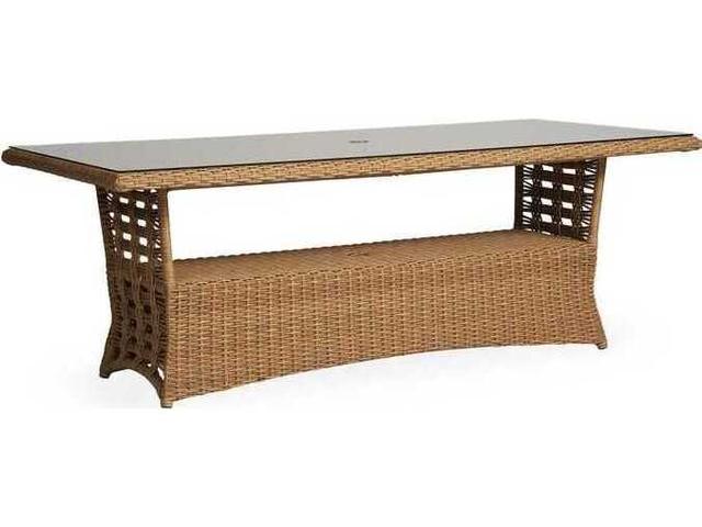 Magnolia 84-Inch Rectangular Dining Table with Umbrella Hole in Sandcastle