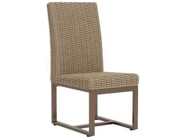 Milan Woven Vinyl Outdoor Dining Side Chair in Brushwood