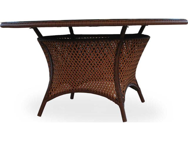 Grand Traverse Wicker Round Outdoor Patio Dining Table with Umbrella Hole