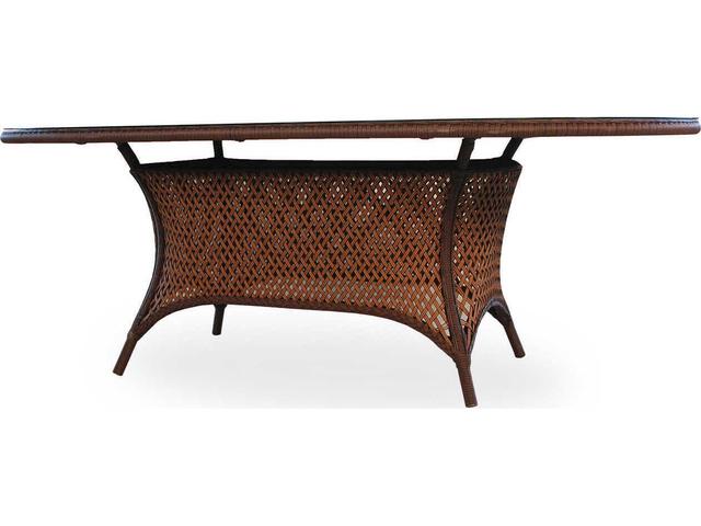 Grand Traverse 84-Inch Oval Wicker Dining Table with Umbrella Hole