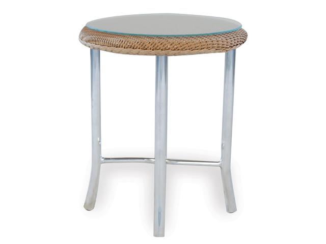 Wicker Round End Table Glass Top