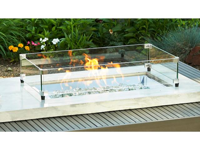 Classic Rectangular Tempered Glass Wind Guard for Fire Pits