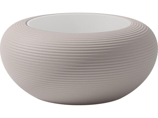 Qeeboo Nami Round End Table with Glass Top in Dove Grey