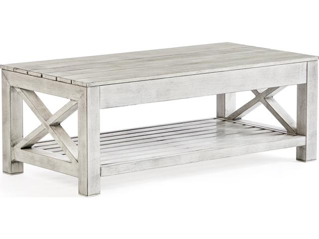 Farlowe Rectangular Synthetic Wicker Coffee Table in Brushed White