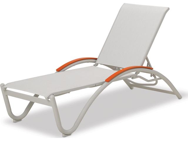 Helios Sling Aluminum Stackable Patio Chaise Lounge With MGP Arms