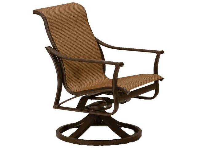 Corsica Sling Aluminum Swivel Rocker Dining Arm Chair