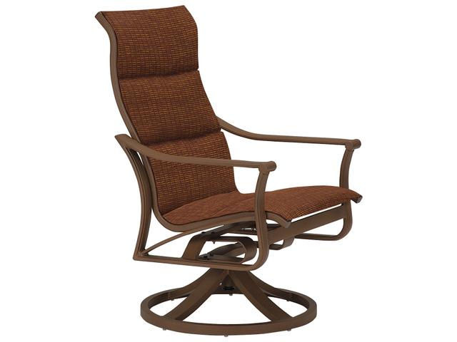 Corsica Padded Sling High Back Swivel Rocker Dining Chair