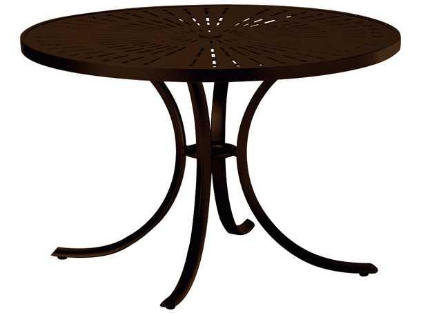 La Stratta 42-Inch Round Aluminum Dining Table with Umbrella Hole