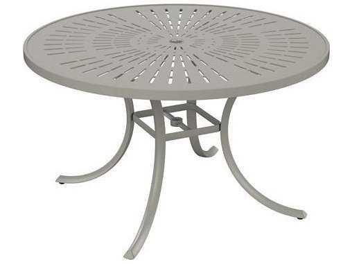 La'Stratta 48 Inch Round Aluminum Dining Table with Umbrella Hole