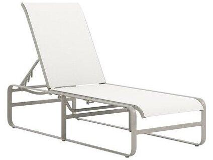 Brasilia Sling Aluminum Outdoor Chaise Lounge with Arms