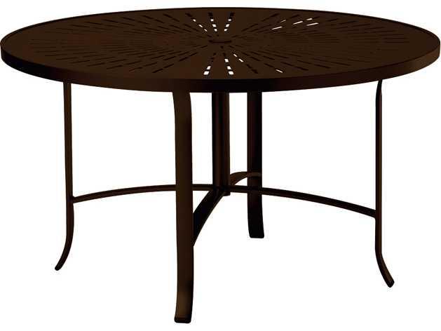 La Stratta 48-Inch Round Aluminum Dining Table with Umbrella Hole