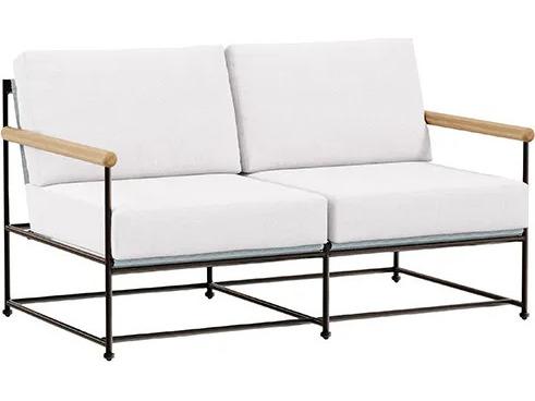Stowe Aluminum Loveseat with Teak Arm & Cushion