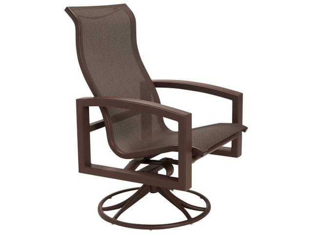 Lakeside Sling High Back Swivel Rocker Dining Chair