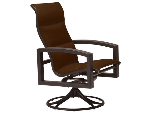 Lakeside Padded Sling High Back Swivel Rocker Dining Armchair