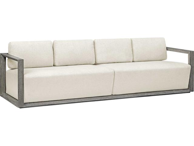 Uttermost Remsen 3-Seat Outdoor Mahogany Sofa in Weathered Gray