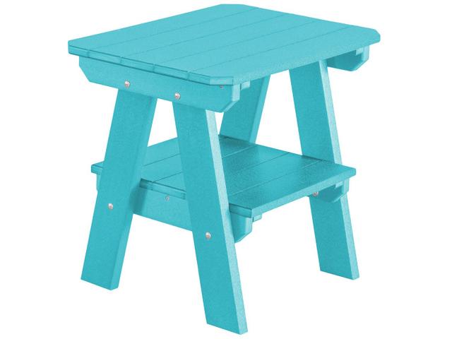 Heritage Two Tier Rectangle Outdoor End Table in HDPE Plastic