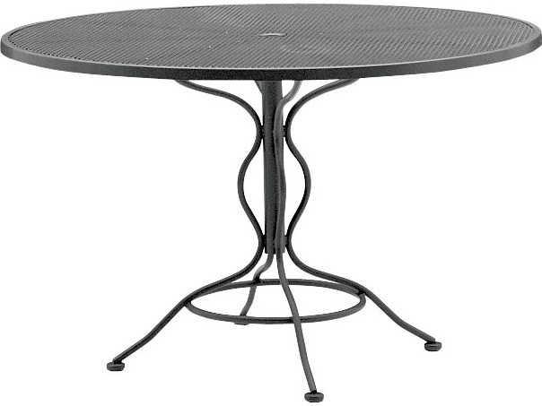 48 Inch Wrought Iron Mesh Round Dining Table with Umbrella Hole