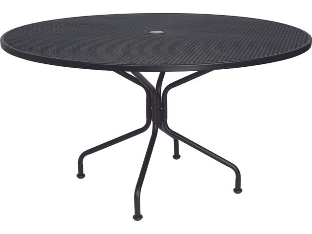 Wrought Iron Mesh Round 54-Inch Dining Table with Umbrella Hole