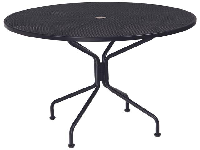 48-Inch Wrought Iron Mesh Round Dining Table with Umbrella Hole