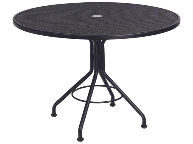 Wrought Iron Mesh 42-Inch Round Dining Table with Umbrella Hole