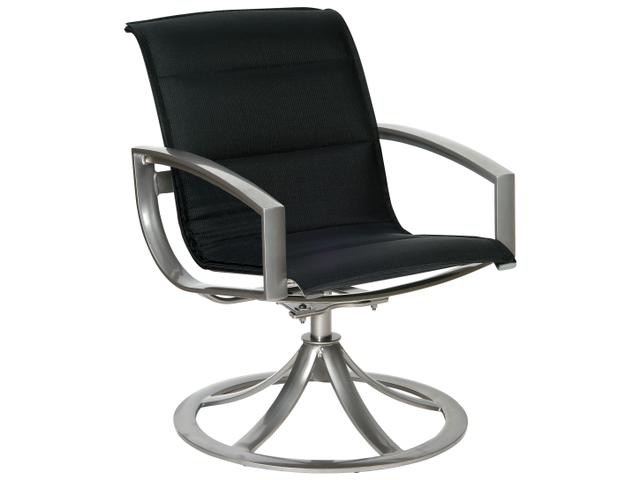 Metropolis Padded Sling Aluminum Swivel Patio Dining Arm Chair