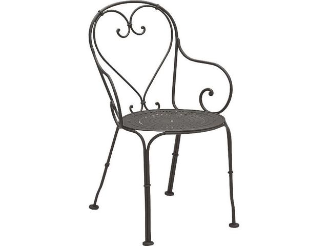 Parisienne Wrought Iron Pattern Seat Dining Arm Chair