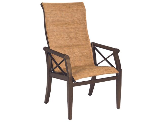 Andover Padded Sling Aluminum High Back Dining Arm Chair