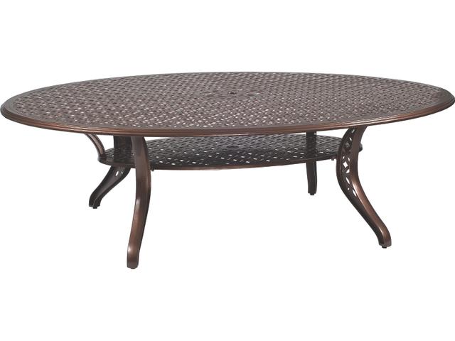 Casa Cast Aluminum Oval Outdoor Dining Table with Umbrella Hole