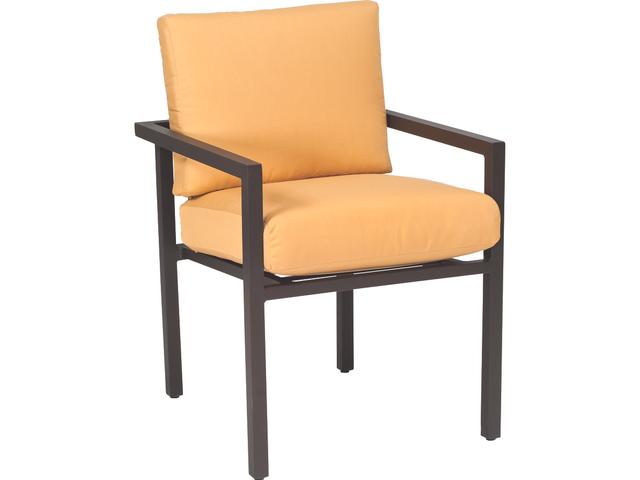 Salona Cushion Stackable Aluminum Dining Arm Chair by Joe Ruggiero