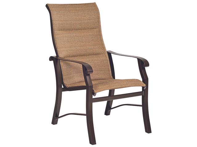 Cortland Padded Sling Aluminum High Back Dining Arm Chair