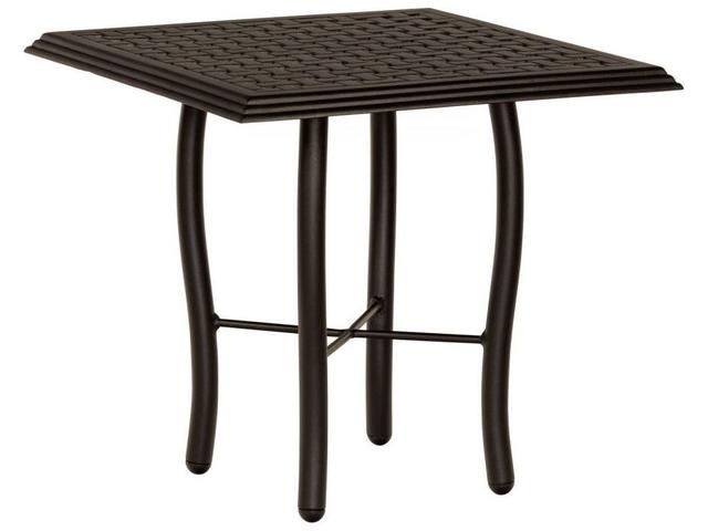 Thatch Aluminum Square Outdoor End Table with Tribeca Base in Smooth Black