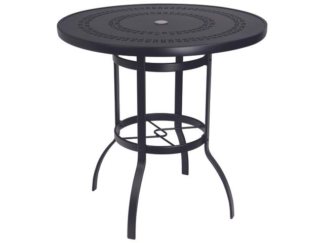 Deluxe Trellis 42-Inch Round Cast Aluminum Bar Table with Umbrella Hole